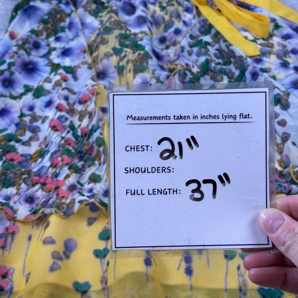 Rabbit Rabbit Rabbit Designs Women's Sleeveless Floral Dress 14 Yellow Belt Line - Picture 4 of 10